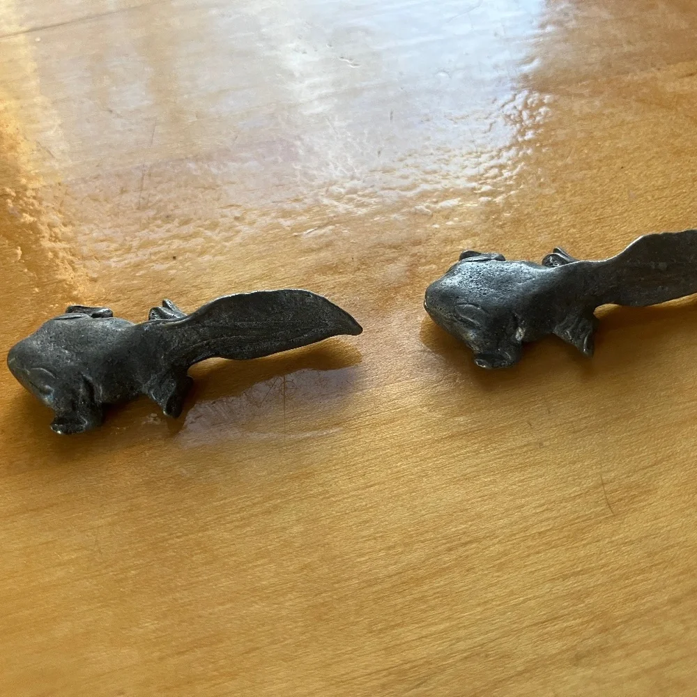 Vintage V+K Vilmain & Klinger Pewter Tadpole Figurine Pair RARE